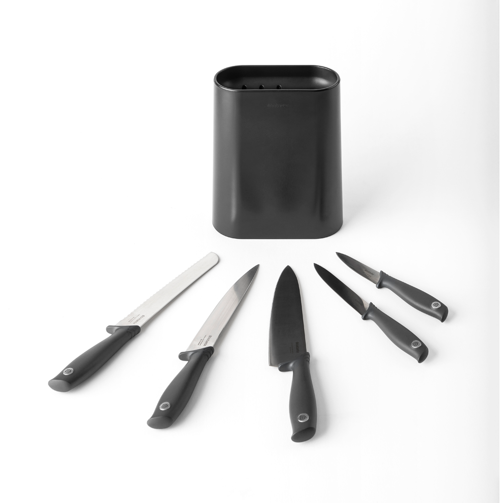 Knife Block plus 5 Knives - Dark Grey