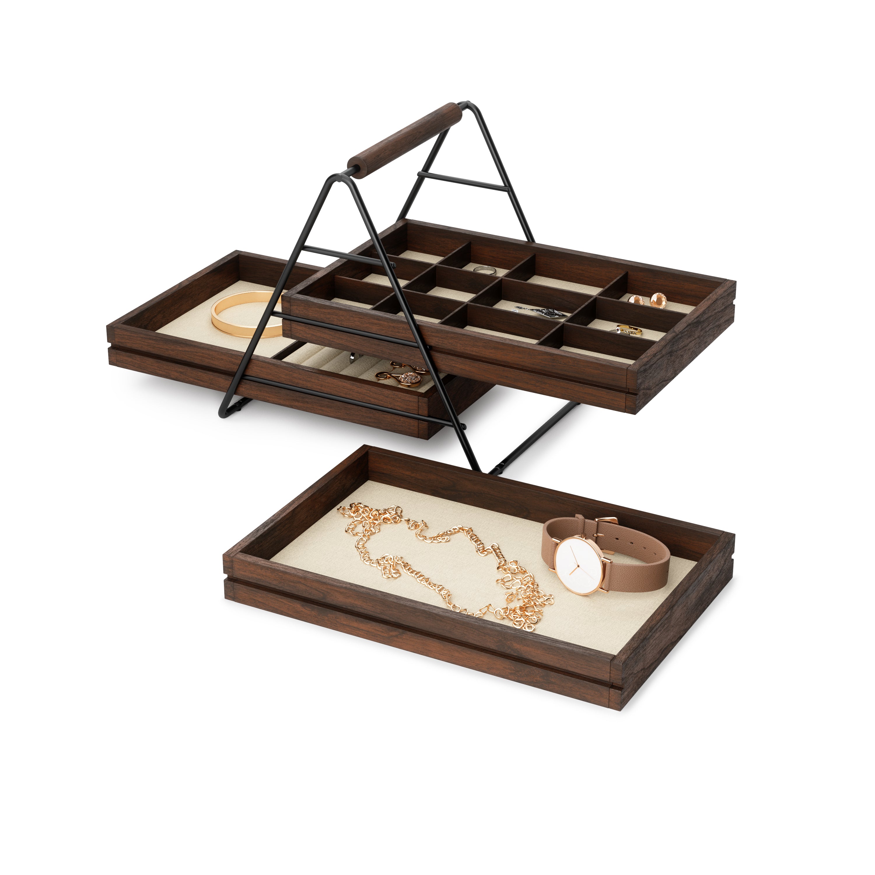  Terrace Jewelry Tray - Black/Walnut Jewelry Storage UMBRA