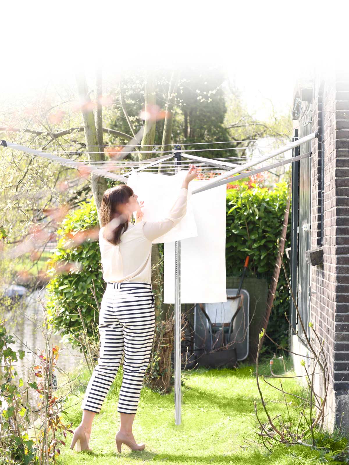 Brabantia Topspinner Clothesline with Metal Ground Spike - 50m Metallic Grey