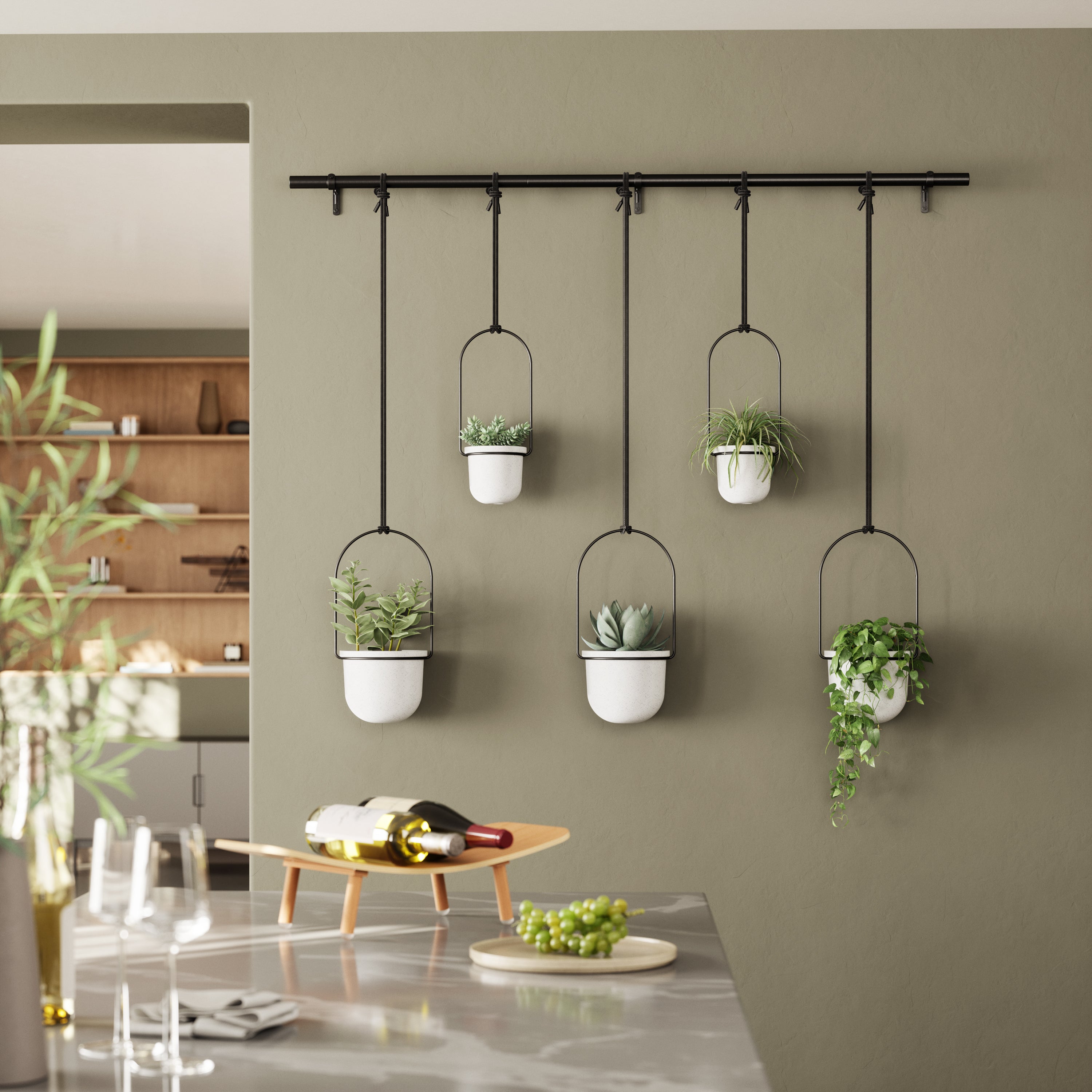  Triflora Hanging Planter Set of 5 - White Organiser UMBRA