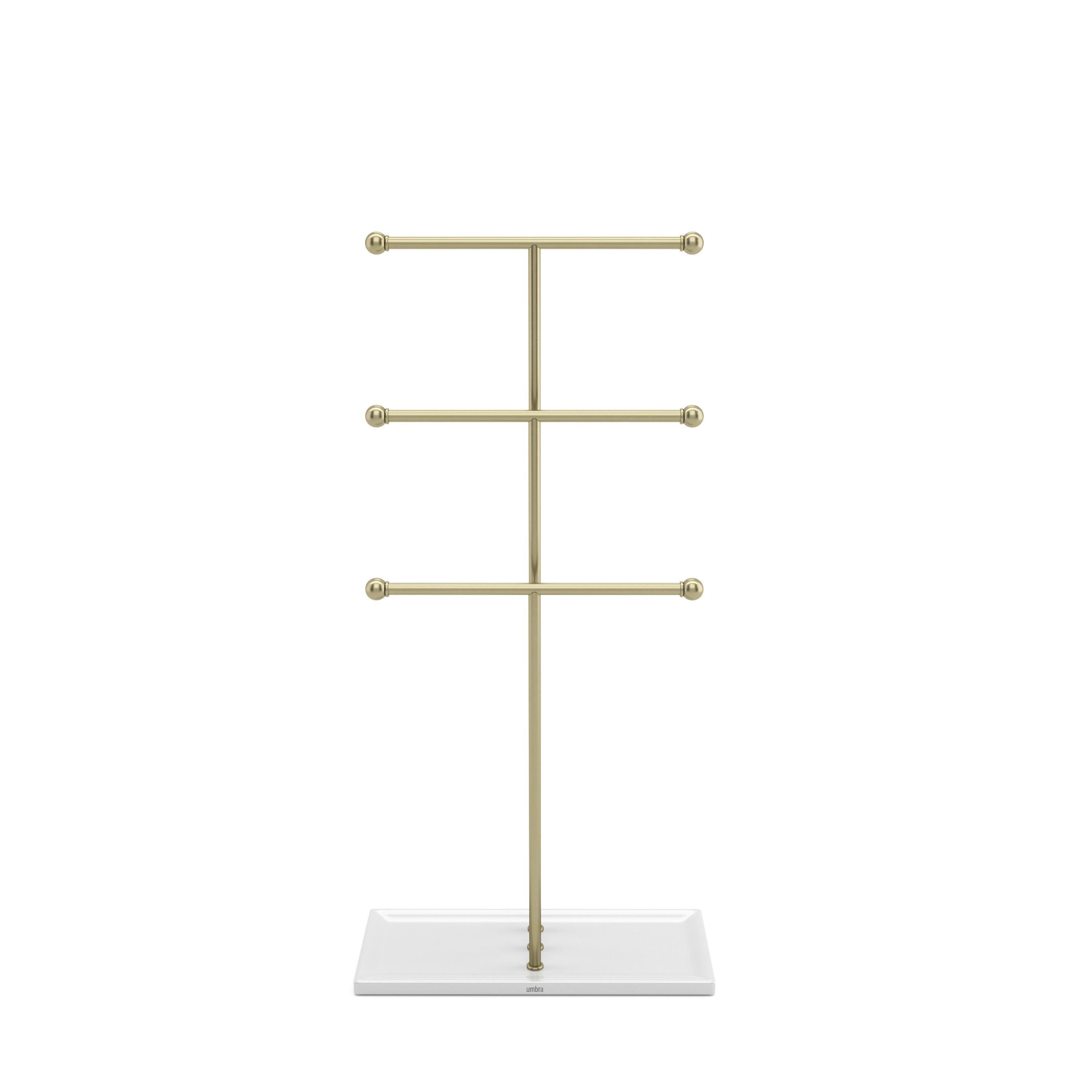  Trigem Jewelry Stand - White/Brass Jewelry Storage UMBRA