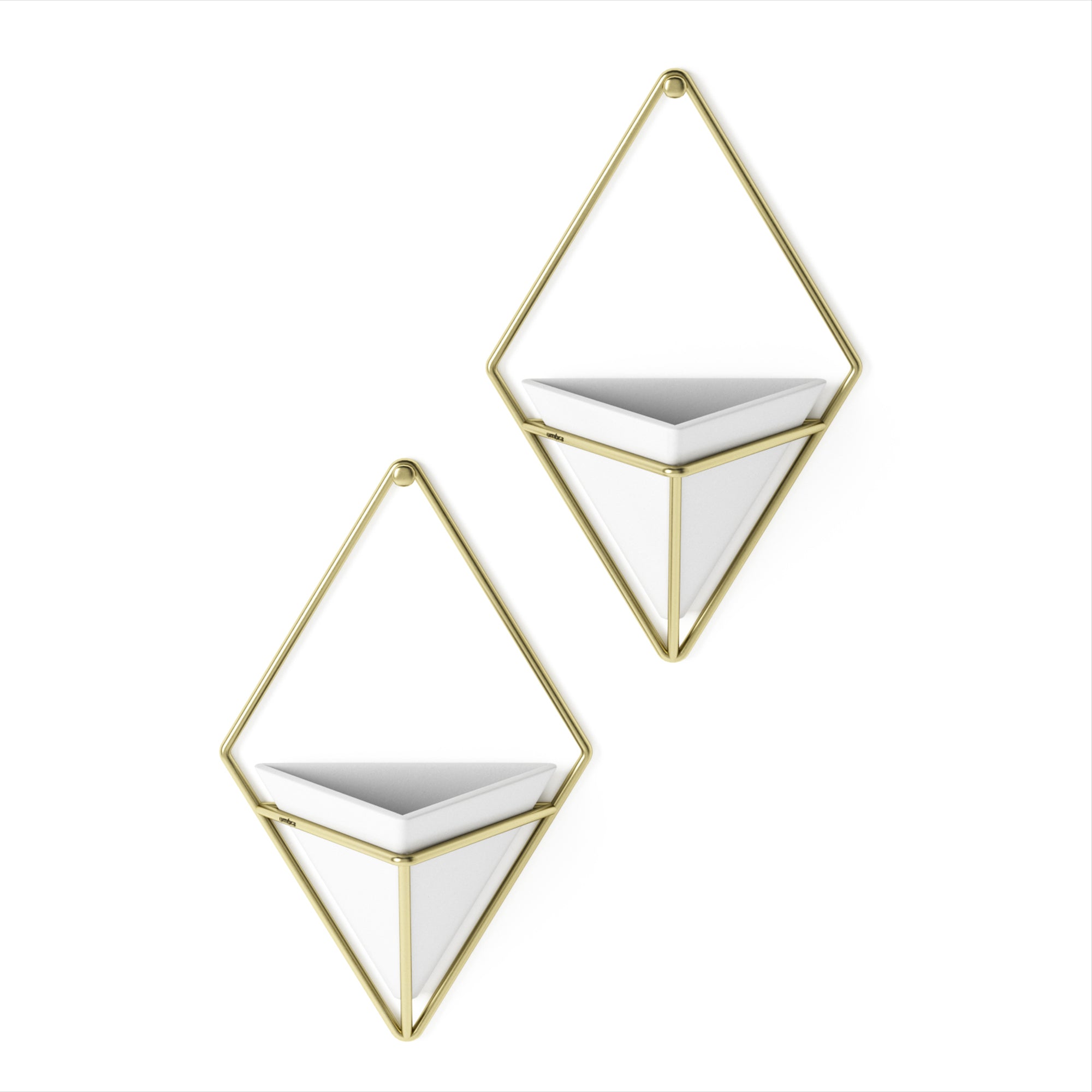  Trigg Small Wall Vessel Set 2 - White/Brass Organiser UMBRA