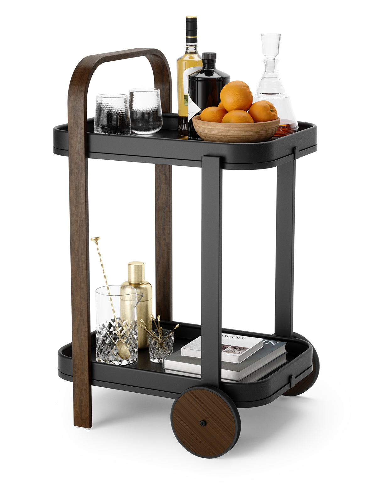 UMBRA Bellwood Bar/Serving Cart - Black/Walnut