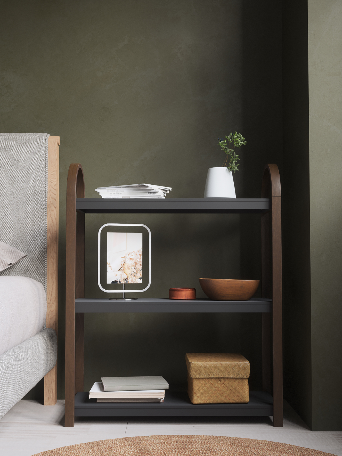 UMBRA Bellwood Freestand Shelf 3 Tier - Black/Walnut