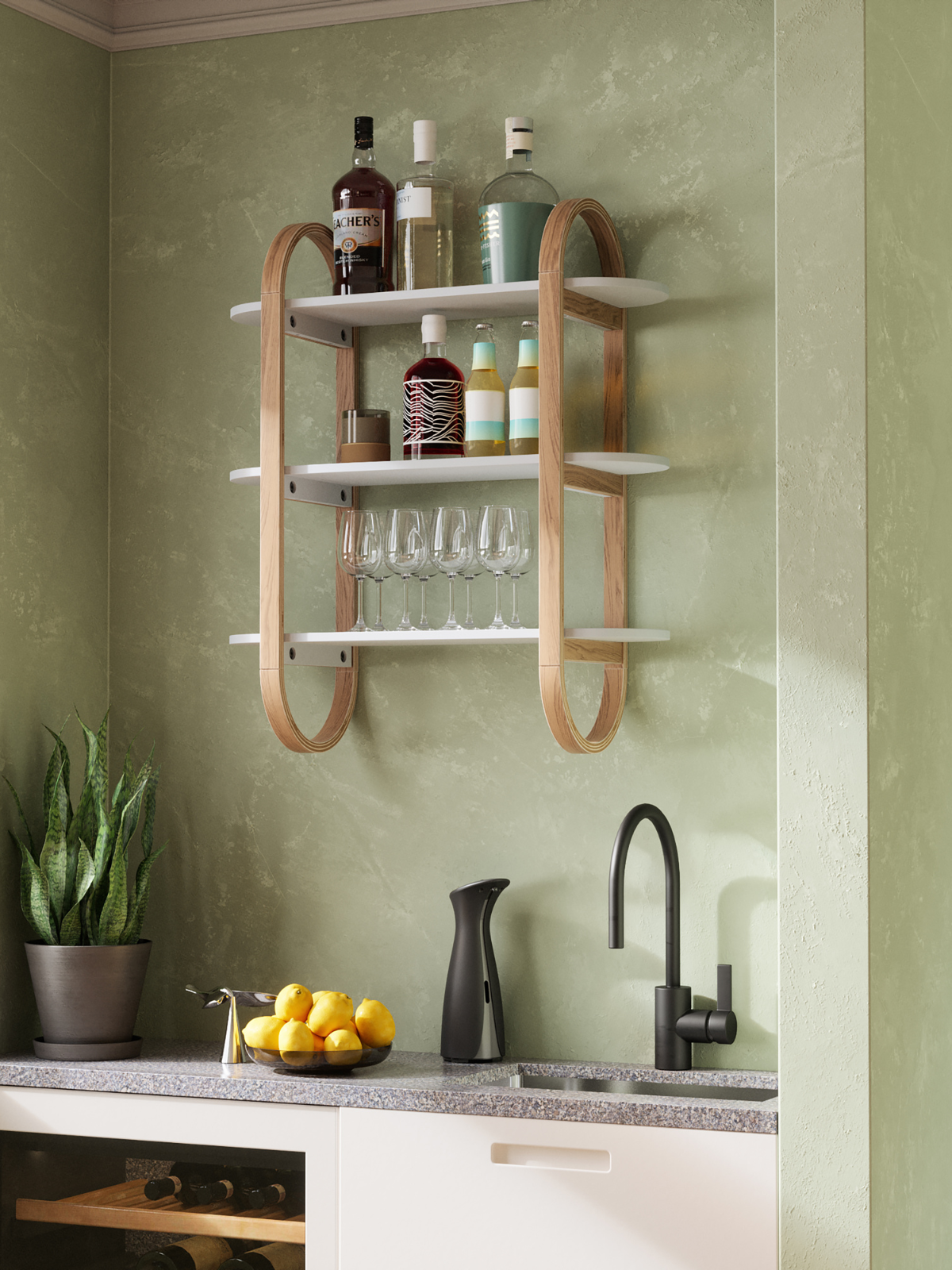 UMBRA Bellwood Wall Shelf - White/Natural