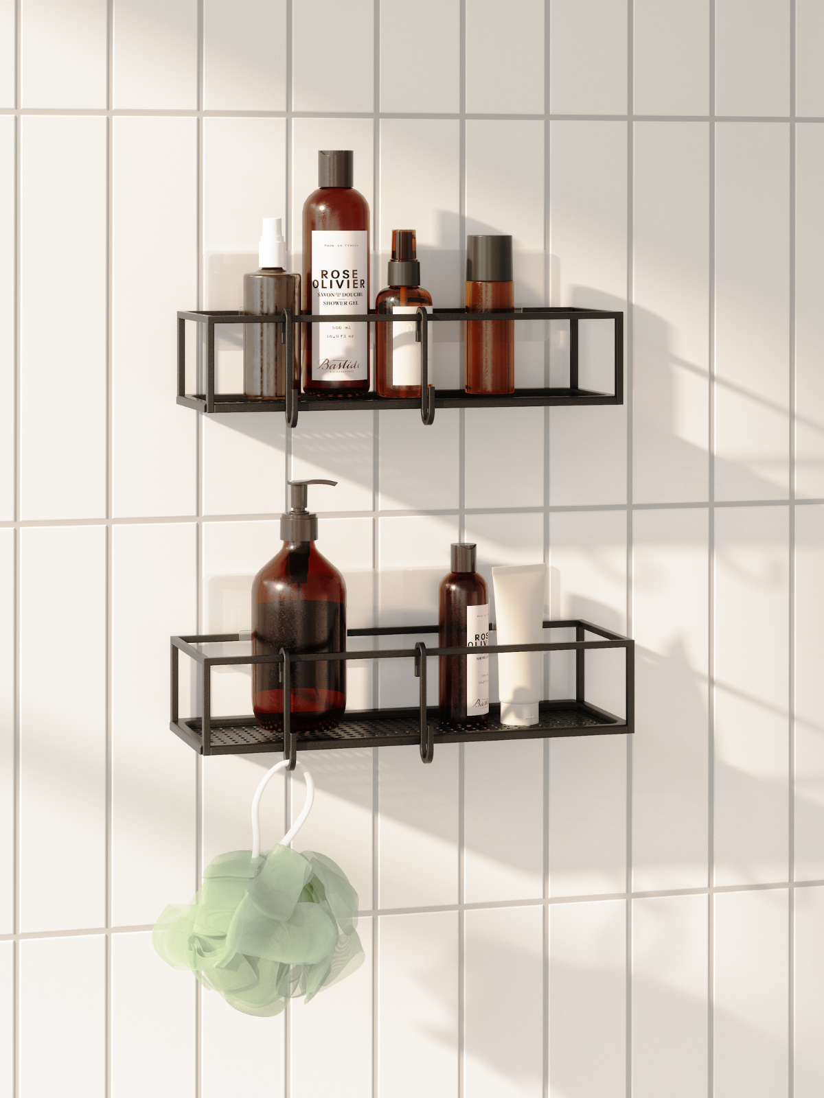 UMBRA Cubiko Adhesive Shower Bins - Black