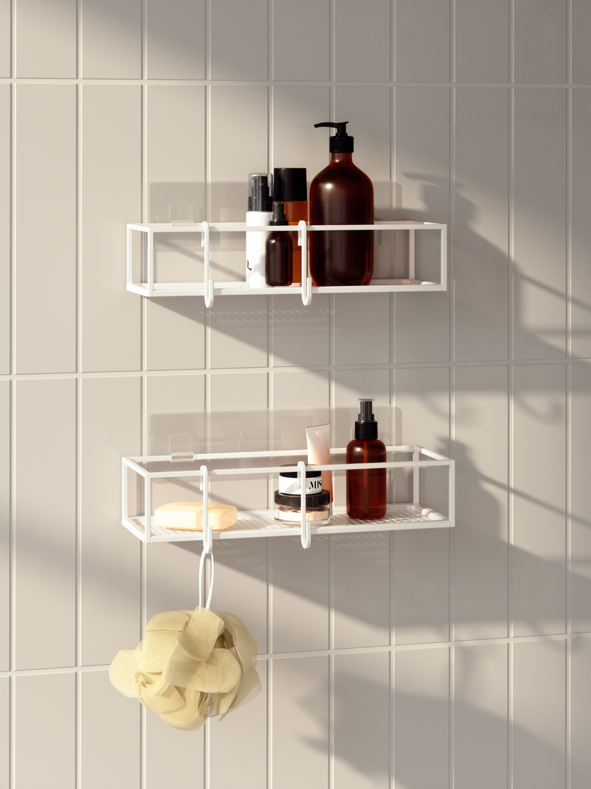 UMBRA Cubiko Adhesive Shower Bins - White