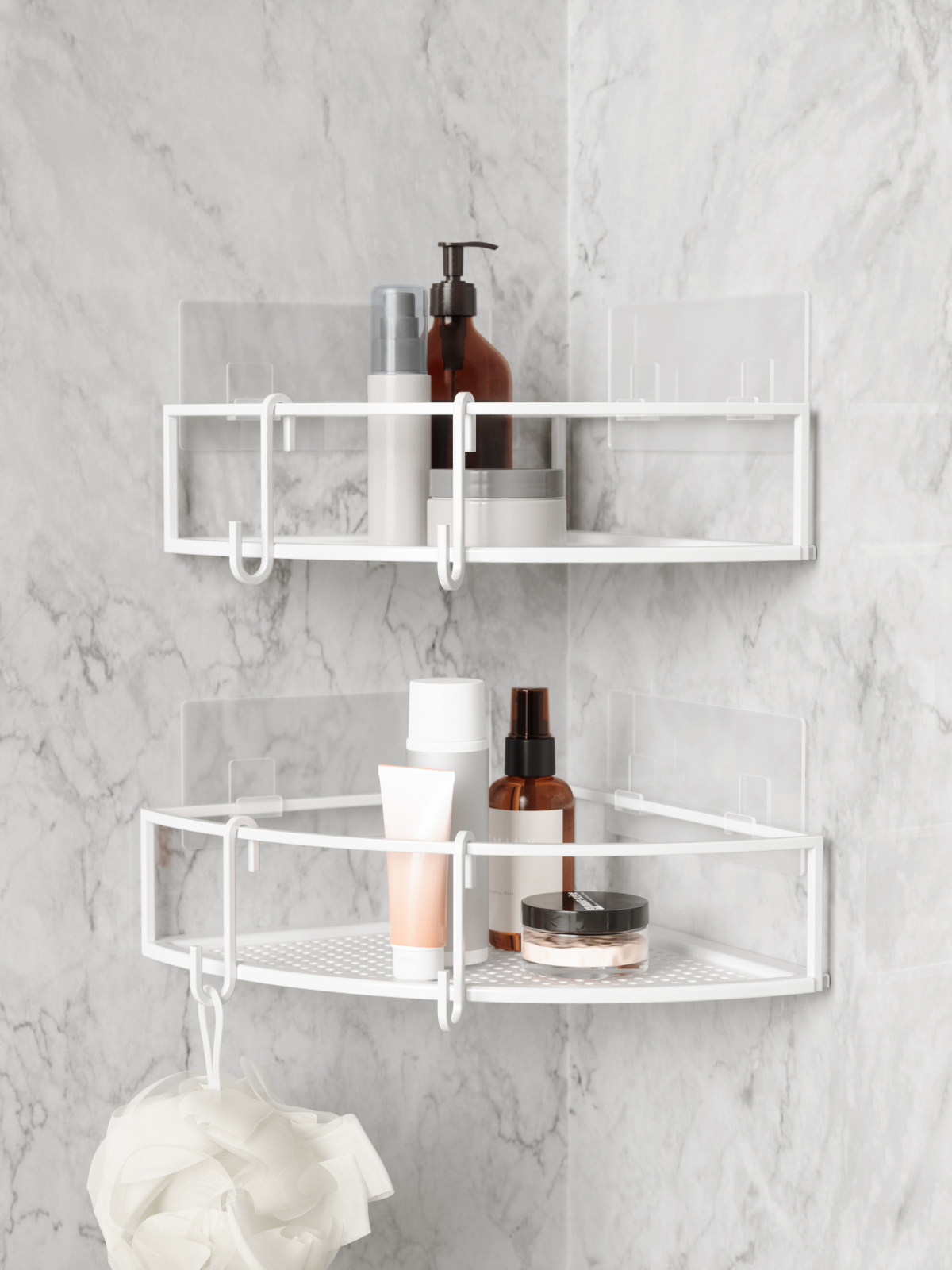 UMBRA Cubiko Corner Shower Bins - White