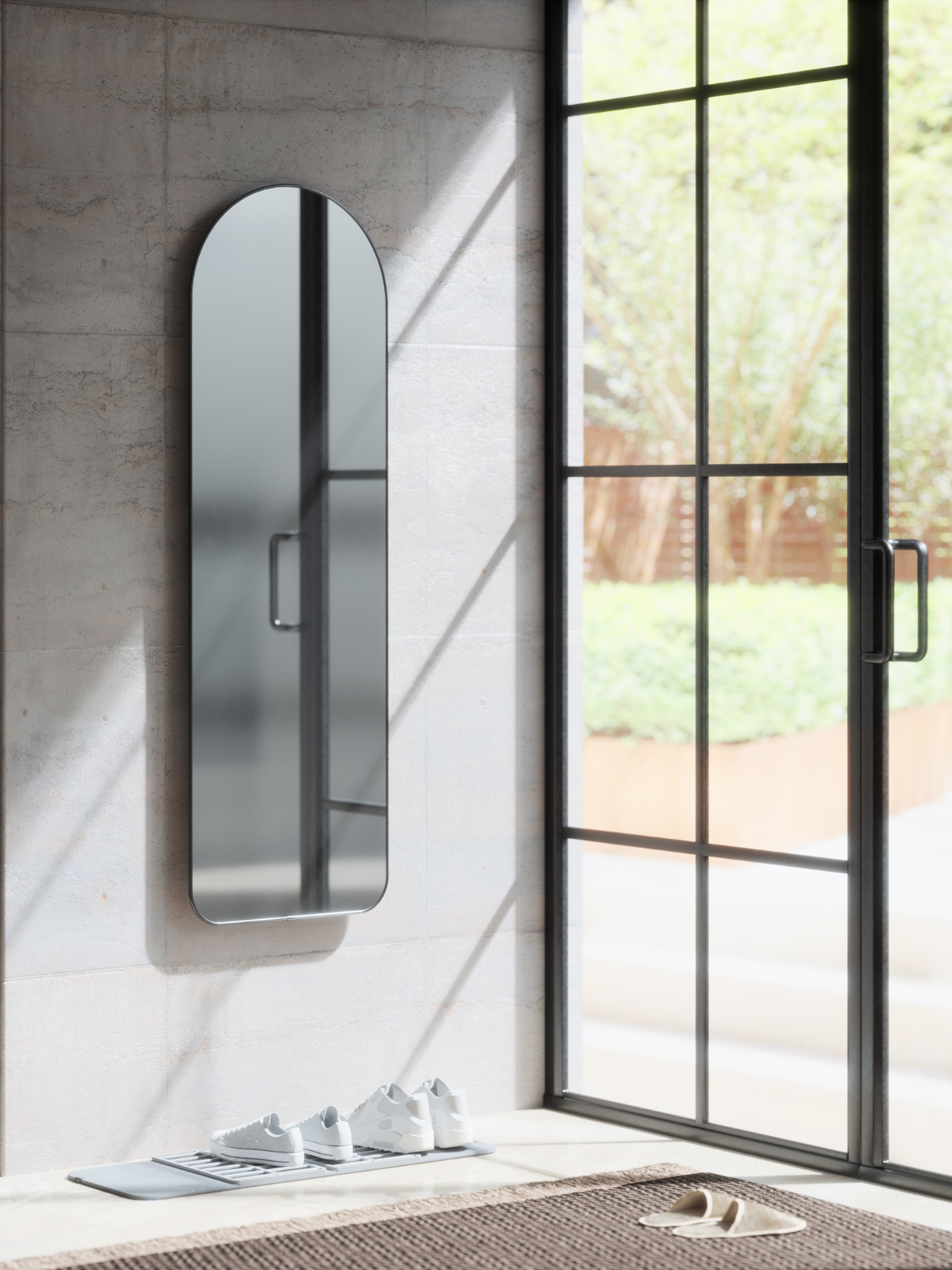 UMBRA Hubba Arched Leaning Mirror - Titanium