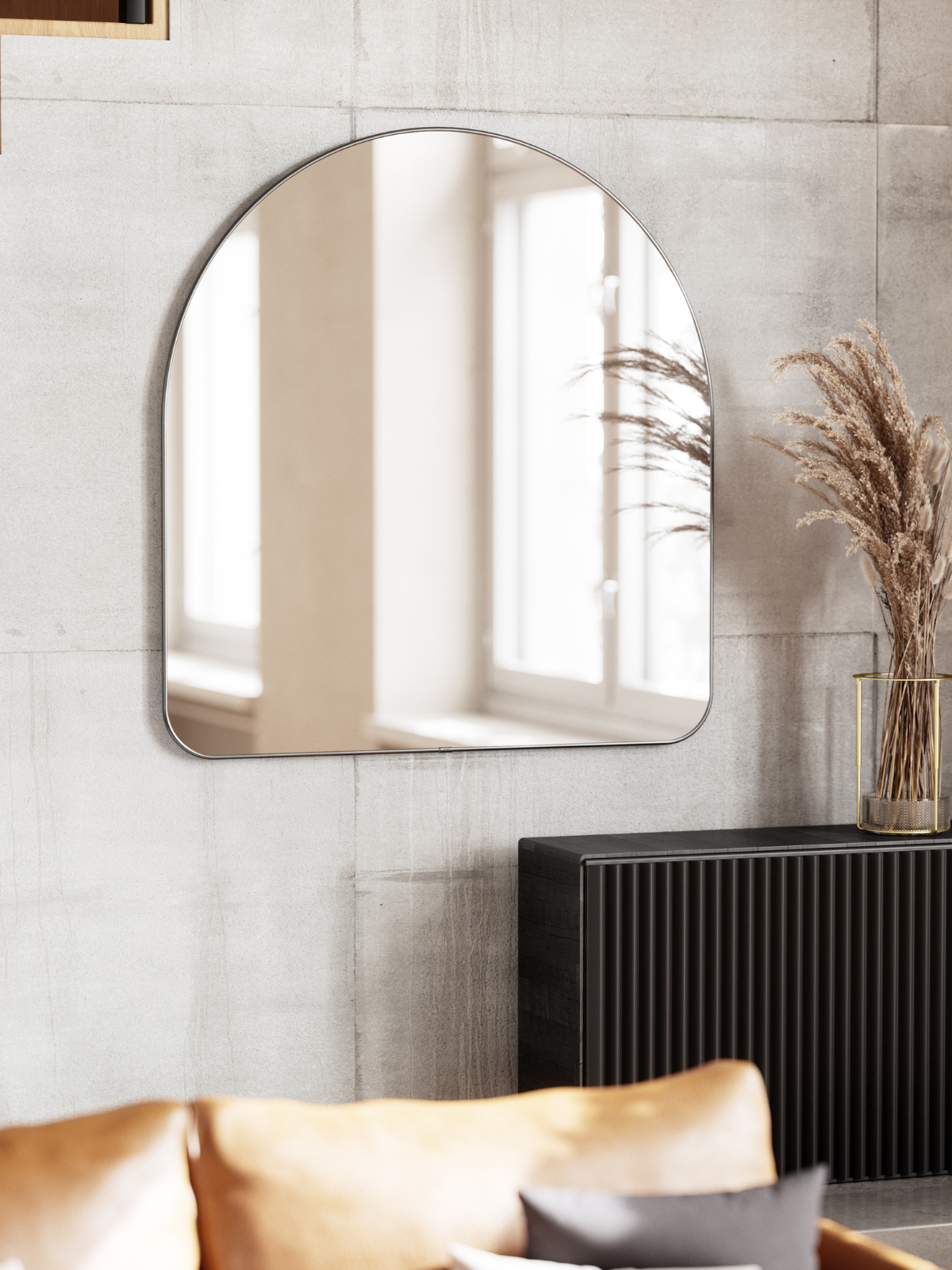 UMBRA Hubba Arched Mirror - Metal Titanium