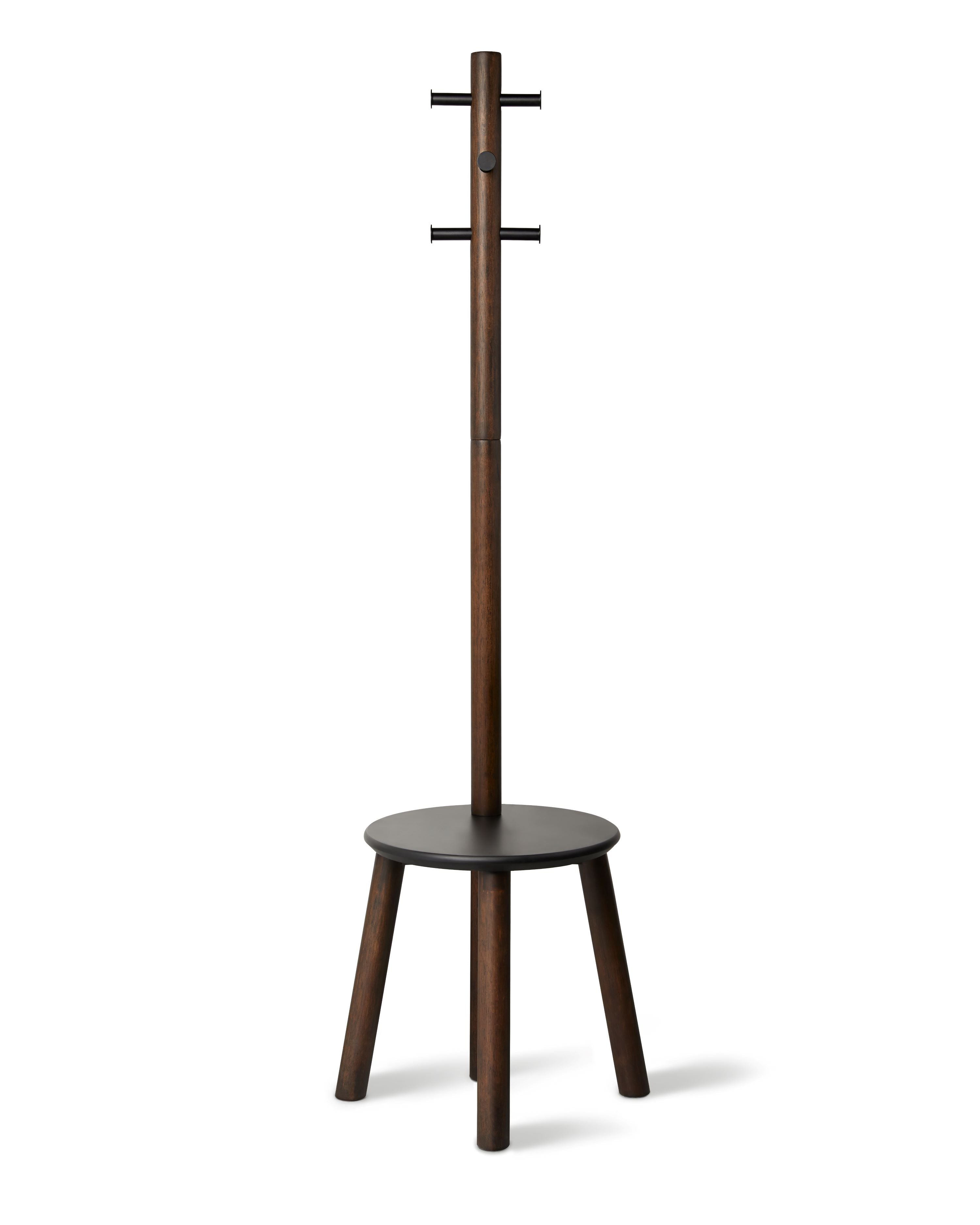 UMBRA Pillar Stool/Coatrack, Black/Walnut