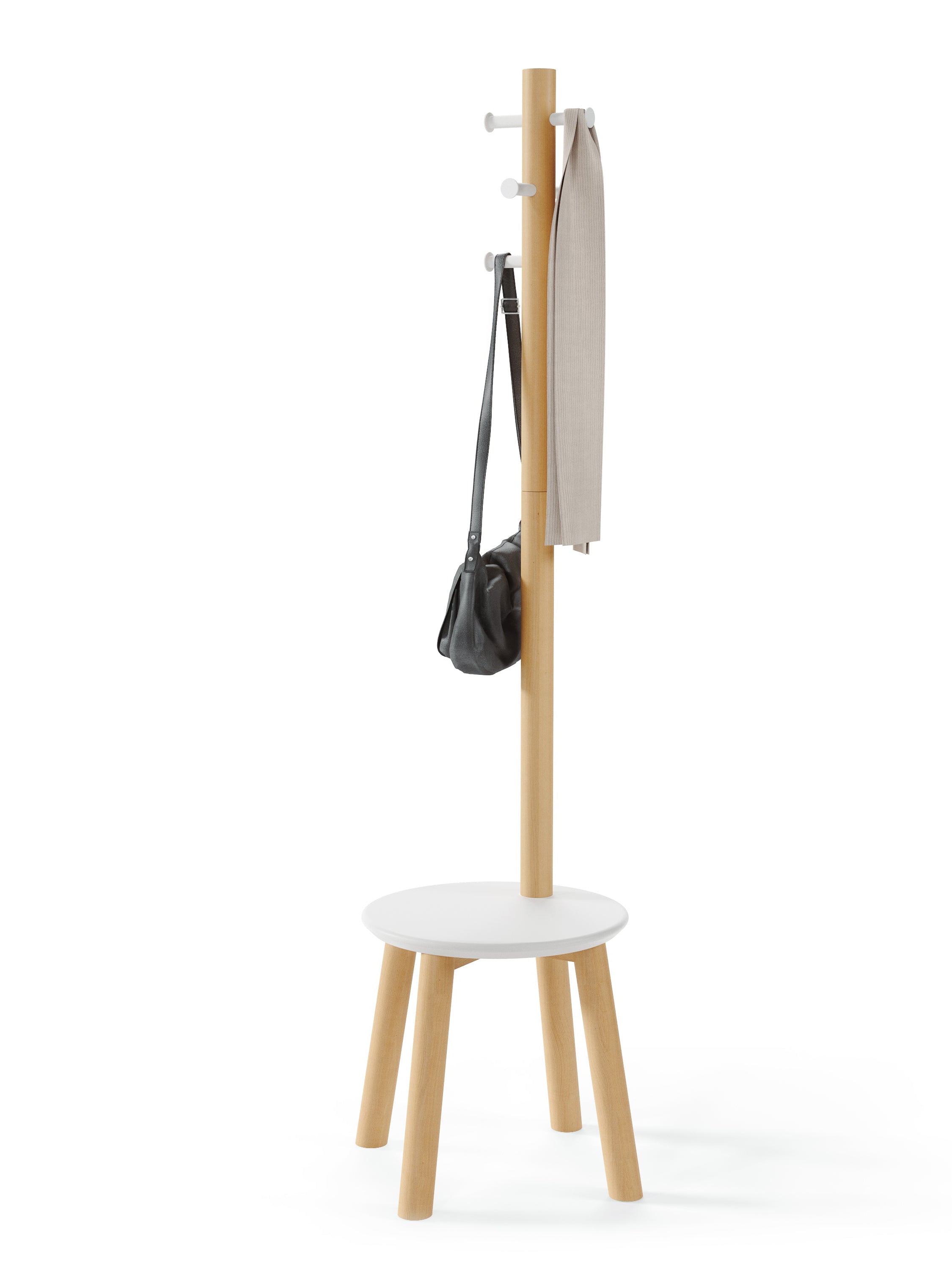 UMBRA Pillar Stool/Coatrack - White/Natural