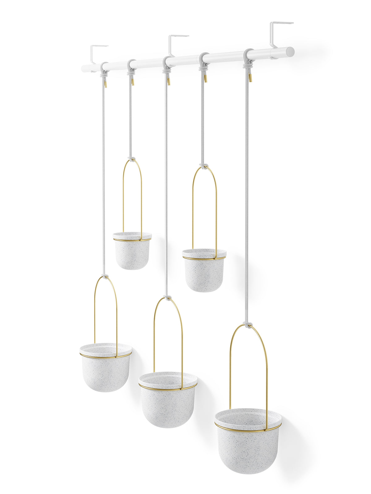 UMBRA Triflora Hanging Planter Set of 5 - White/Brass