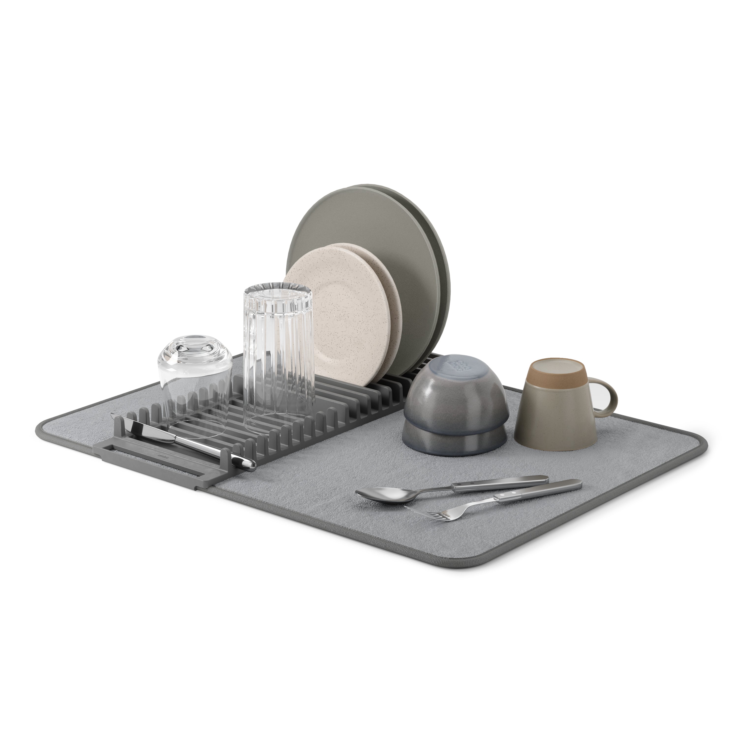  Udry Drying Rack & Drying Mat - Charcoal Dish Rack UMBRA